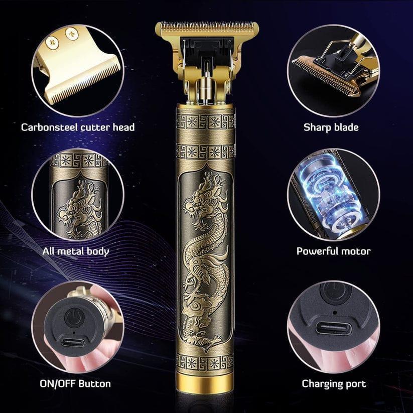 Men's Golden ABS Alloy Hair Trimmer - Rechargeable, Waterproof &amp; High Efficiency with Pop-Up Trimmer