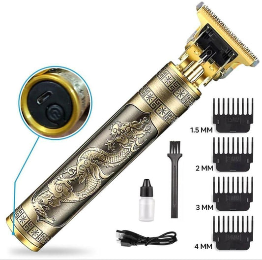 Men's Golden ABS Alloy Hair Trimmer - Rechargeable, Waterproof &amp; High Efficiency with Pop-Up Trimmer