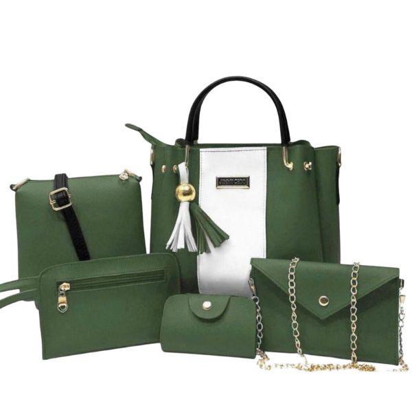 Stylish Women's PU Leather Hand Bag Set - 5 Pcs